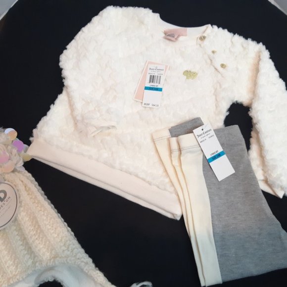 Juicy Couture 24 MONTHS Cozy Legging & Sweater Set + Hat and Gloves Set NWT - Picture 13 of 16